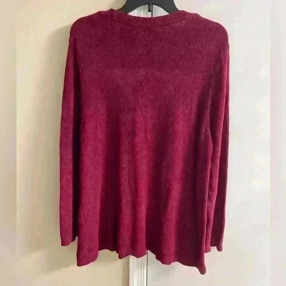 J jill sweater crewneck pullover burgundy long line XL Petite - Picture 3 of 5